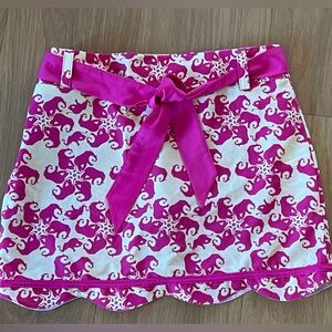 Turtles & Tees Girls Pink Elephant Floral Golf Skirt with shorts Skort & Belt XL